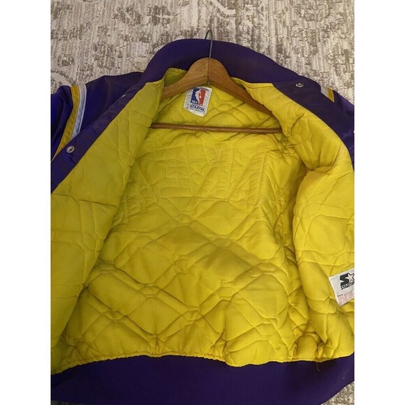 Vintage 80s Lakers Los Angeles STARTER Jacket Bomber World Champs Medium RARE - Picture 12 of 16